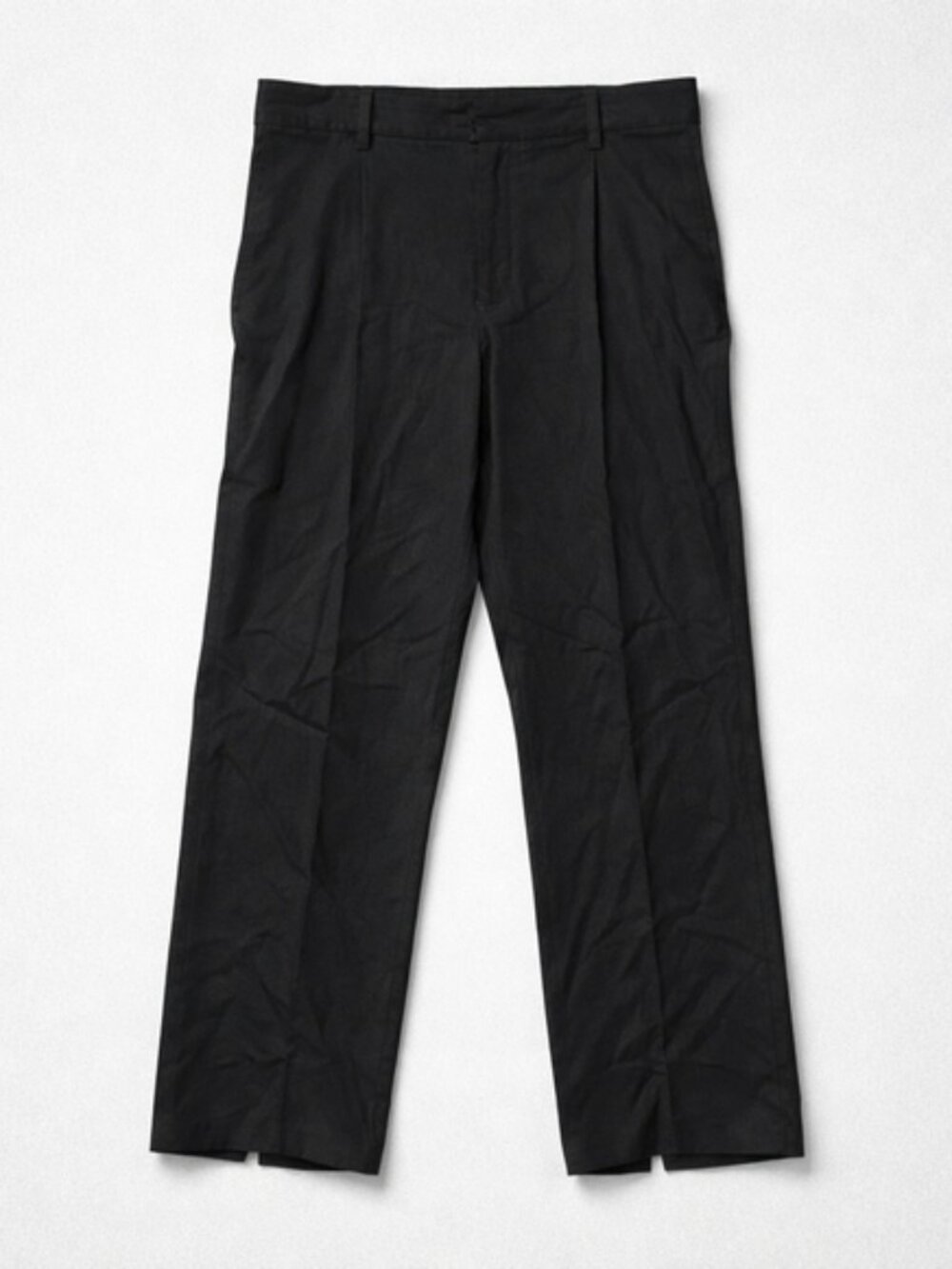 Vince Black Pull On Elastic Waist Pleated Cropped Split Hem Pants SZ L